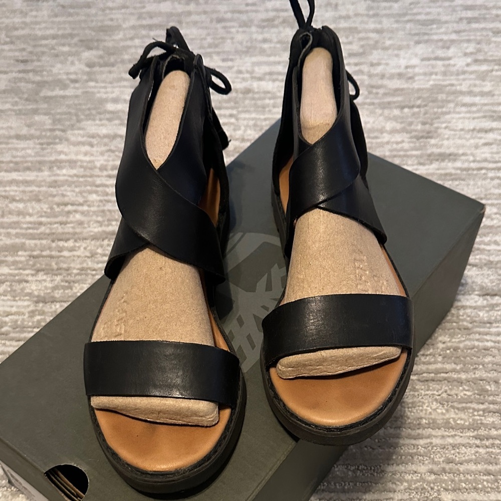 Timberland Black Leather Women's Sandals